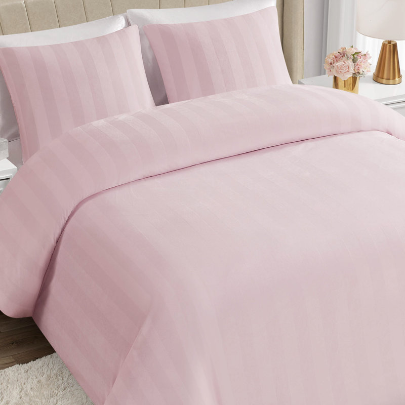 Juicy Couture Jenny Velour Jacquard Duvet Sets, King Duvet Cover + 2 King Shams, Light Pink