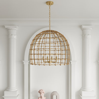 Robbie 19.69" W 4-Light Dimmable Caged Pendant