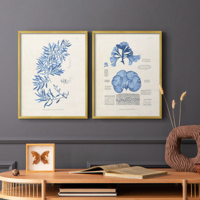 Blue Marine Algae III - reproduction encadrée de qualité supérieure - prête à être accrochée - aucun clou requis - aucun clou requis