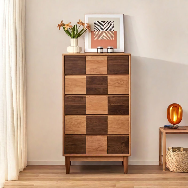 Commode d'appoint en bois massif Simple Checkerboard