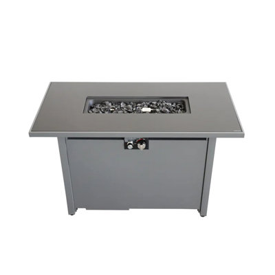 Table de foyer d'extérieur 42 po en métal noir, 50000, avec pierres de lave et table d'allumage à bouton-poussoir noir, sortie, bol en acier inoxydable, look moderne
