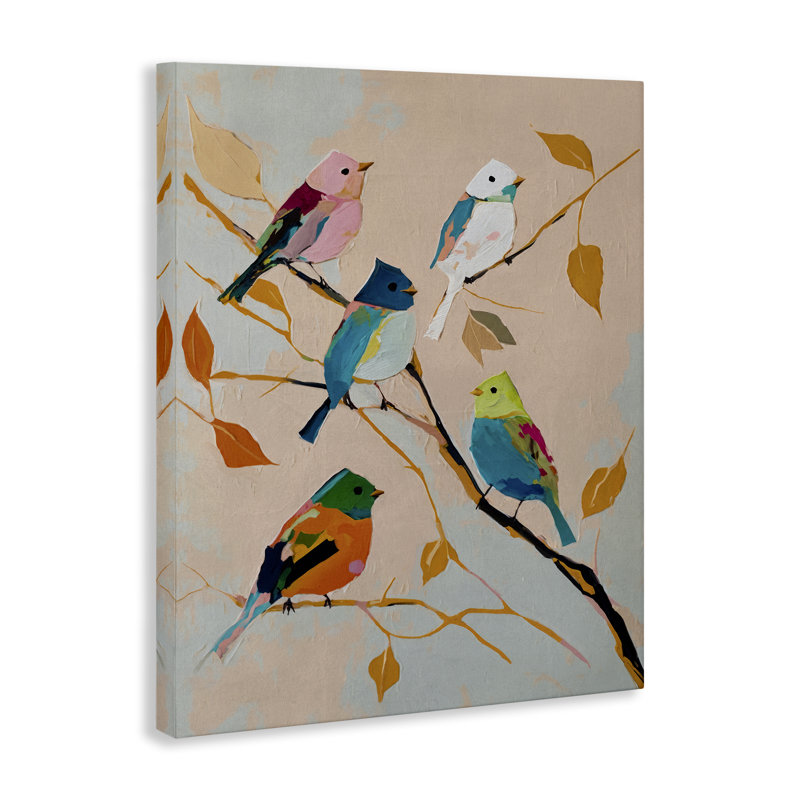 "Parakeets on Fall Branch", art mural par Svetlana Aleynikova, H 40 po x l 30 po