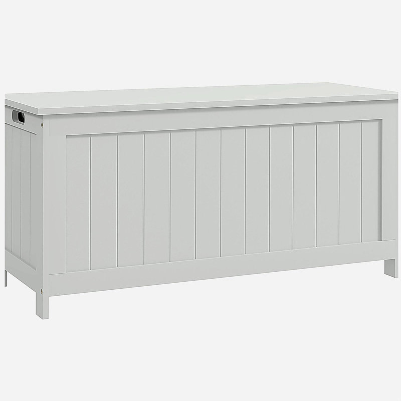 Coffre de rangement 39,4 po avec 2 charnières de sécurité, HOMcom, boîte en bois, blanc, White