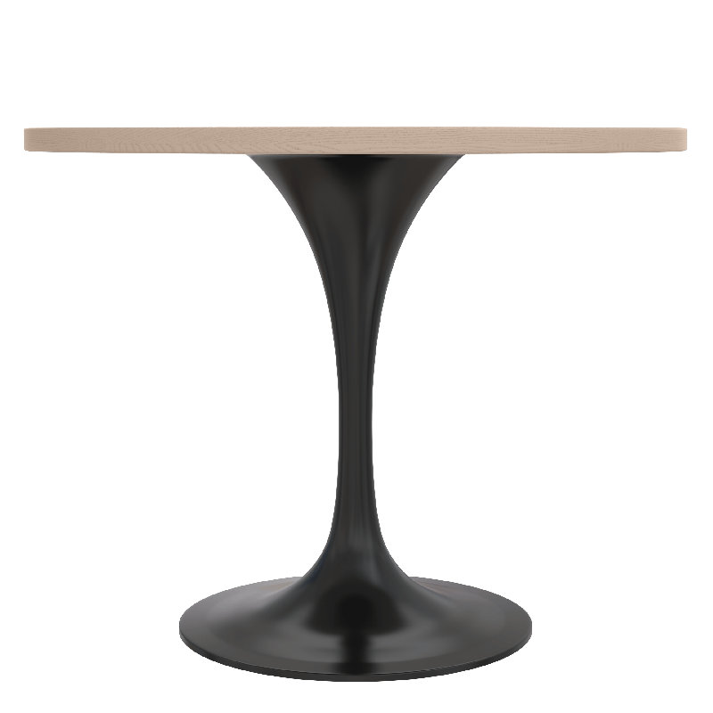 Heatherton 36" Round Dining Table with MDF Top Kitchen Table and Black Stainless Steel Pedestal Base Seats 2-4 Person, Stone