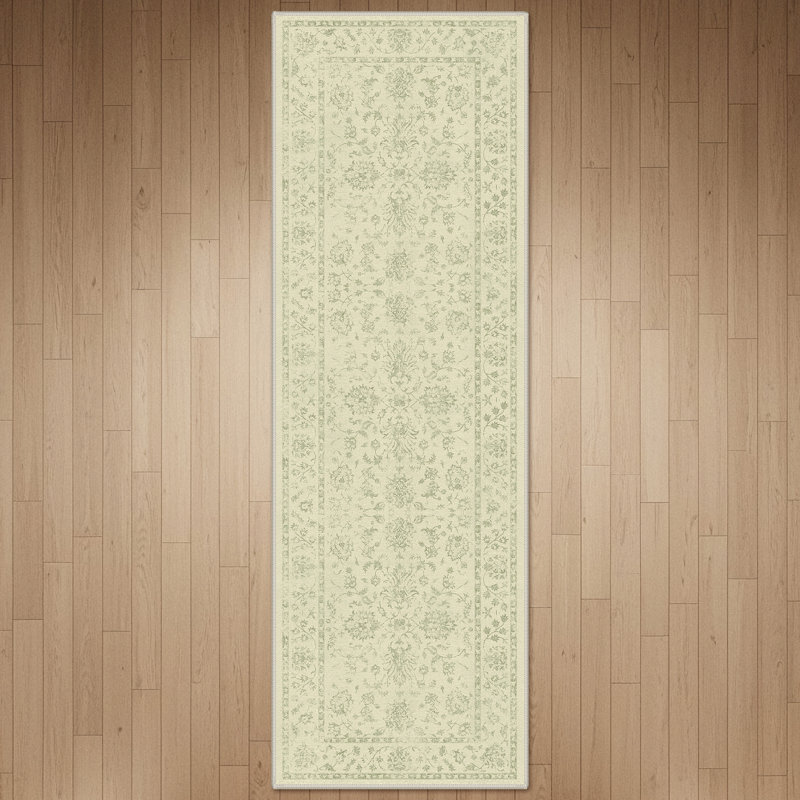 Tapis oriental décoratif à motif floral lavable à la machine Botanical Modern, Tapis de couloir 2 pi x 6 pi
