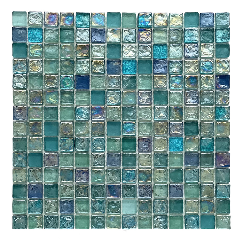 Carreaux de mosaïque en verre Ferrara 0,8 po x 0,8 po pour murs et sols, Bleu