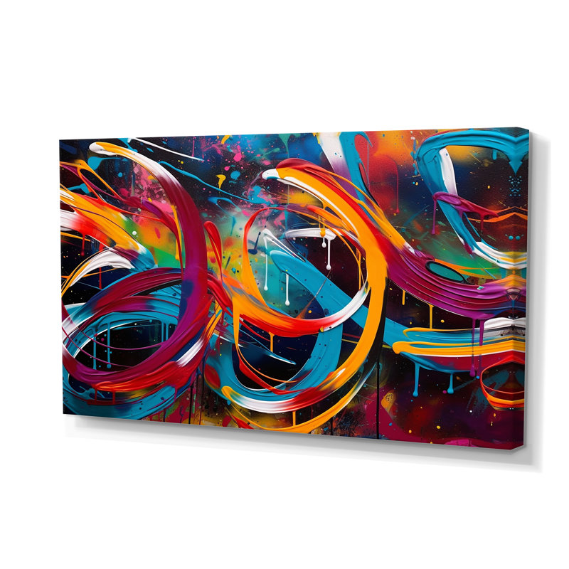 Minimalisme Graffiti Artwork III - Art mural abstrait à encre liquide, salon