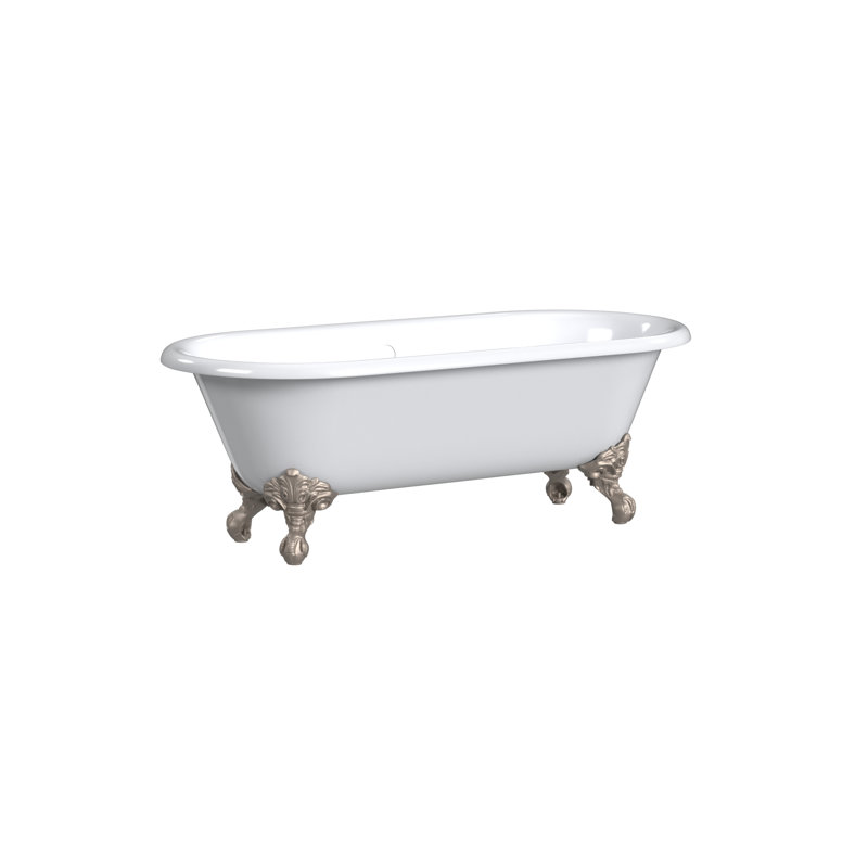Armand 68'' x 31'' Soaking Cast Iron Bathtub, Brushed Nickel, White Interior with Custom Color Exterior