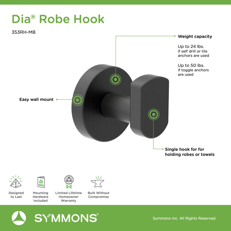 Dia 4 Piece Bath Accessory Hardware Set, Matte Black