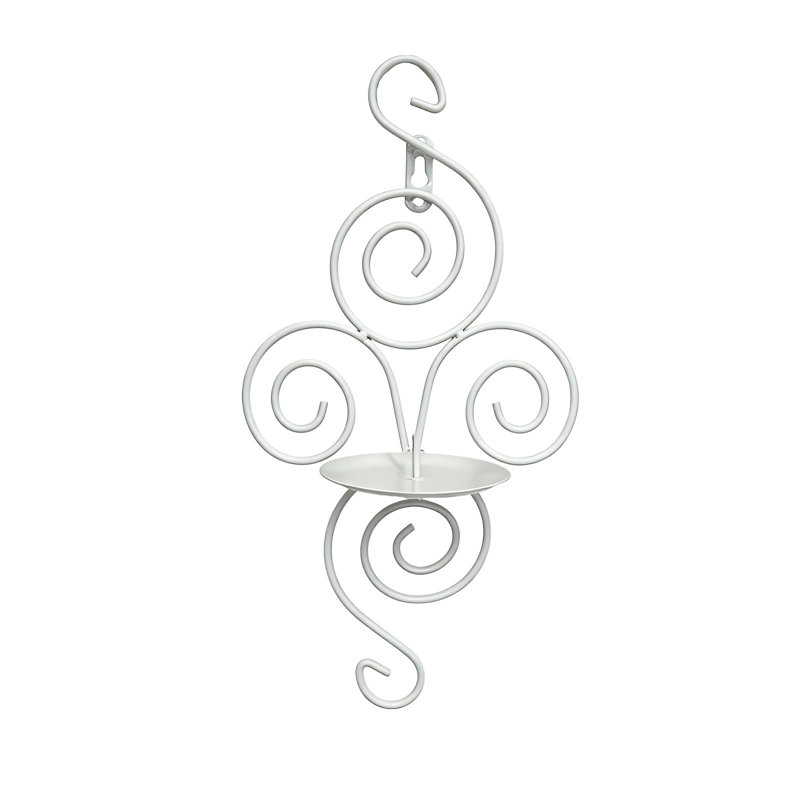 Ornement décoratif en fer forgé avec crochet mural noir et blanc, Blanc