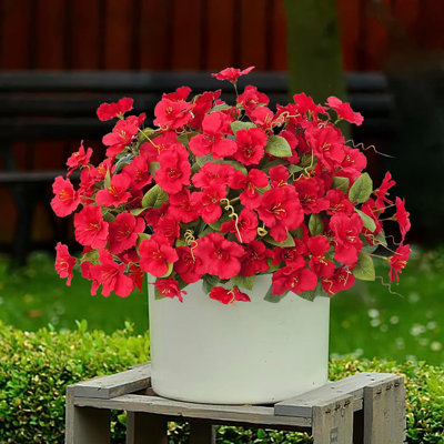 6 Bundles Artificial Flowers Plants for Outdoors Spring Decoration Hibiscus Tropical Flowers Artificial Realistic UV Resistant Fake Flowers for Outside Planter Porch Patio Balcony Yard