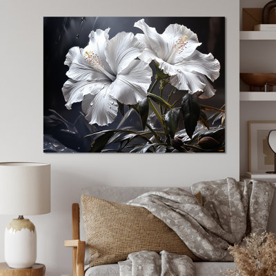 " Hibiscus Flowers Illuminated By Moonlig "