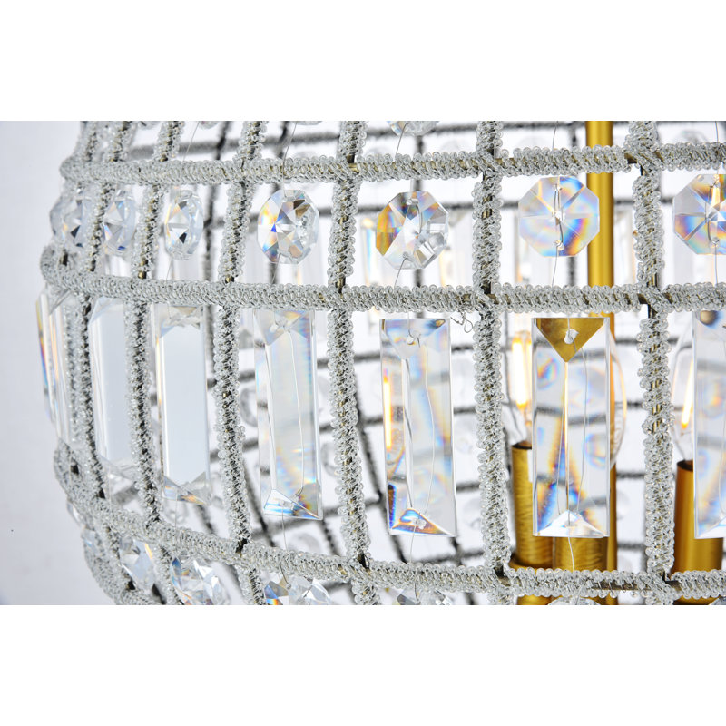 Rola Crystal 5-Light Chandelier, Or français, Trois lumières