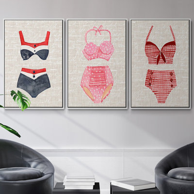 " Vintage Swimming I " 3 - Pieces