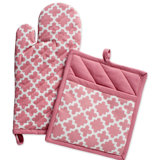 Winston Porter Trung Geometric Cotton Potholder & Oven Mitt Set