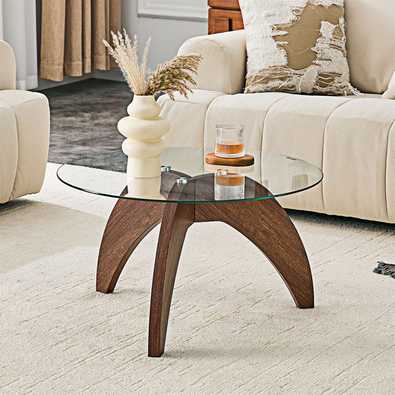 Table basse avec plateau en verre