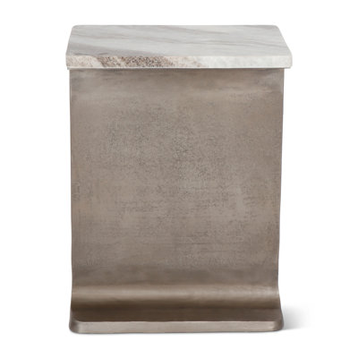 Marbelle - I-Beam Marble Side Table - Fantasy Black/Bronze Finish