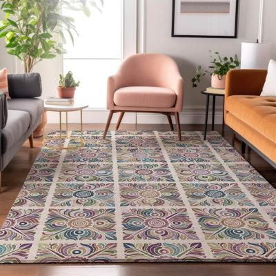 Premium Machine Washable Prisco Ivory Rug
