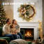 Demi-couronne de Noël 24 po avec 20 lumières DEL, 8 modes d'éclairage et minuterie, branches de pin en PVC, couronne artificielle à fond plat pour la porte d'entrée, la fenêtre, le foyer et le manteau de cheminée