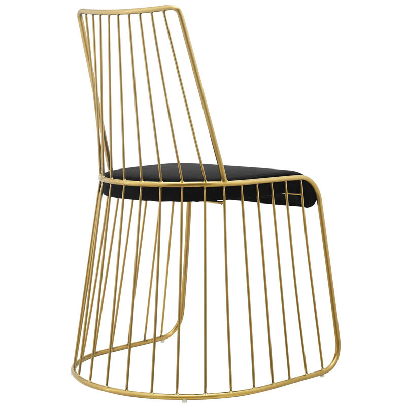 Gold and Black Velvet Upholstered Metal Side Chair