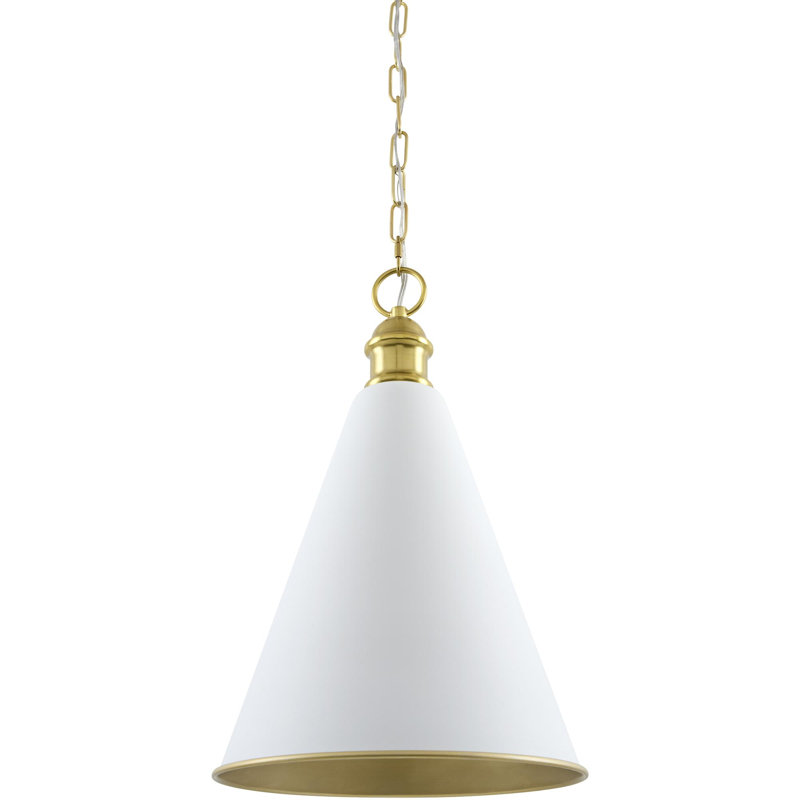 Lockbourne 1 - Light Brass Pendant, Blanc