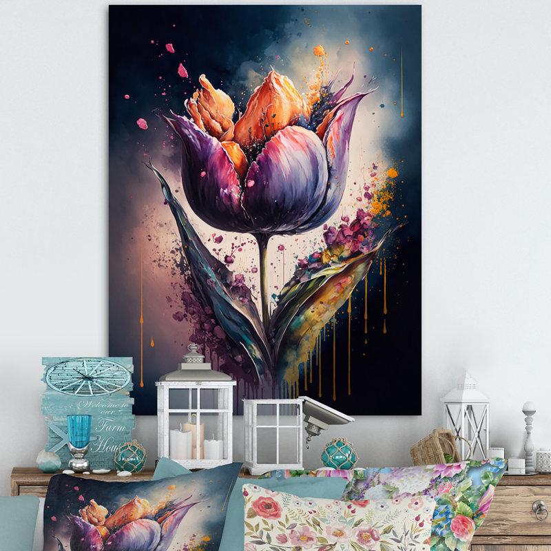 «Colorful Tulip I», reproduction sur toile, H 32 po x l 16 po x P 1 po, Toile tendue