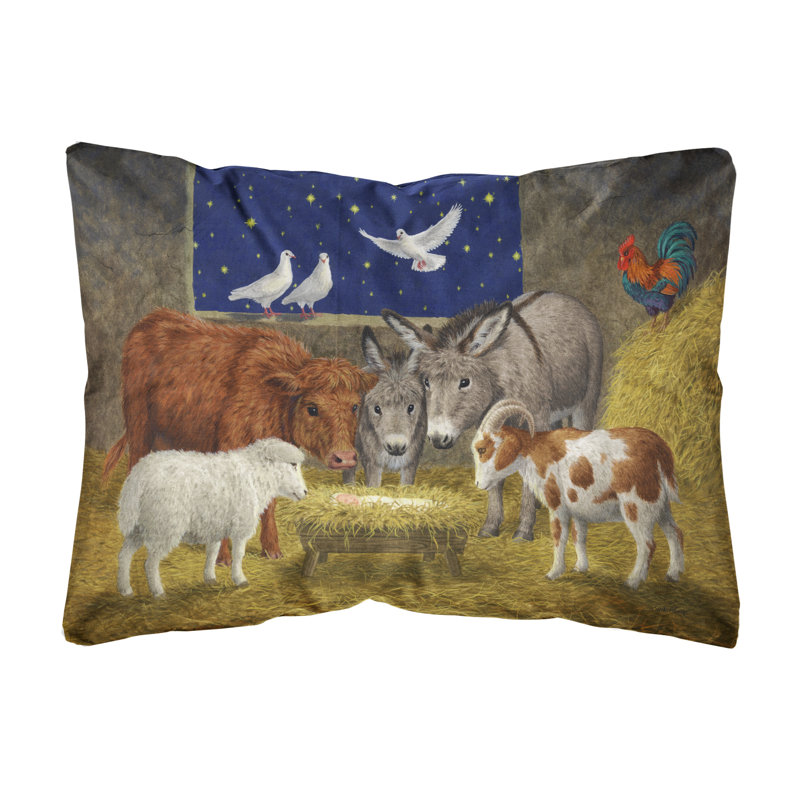  Coussin décoratif intérieur / extérieur animaux en crèche de Noël