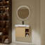 Meuble-lavabo mural avec lavabo en céramique blanche et porte à fermeture en douceur-608025781