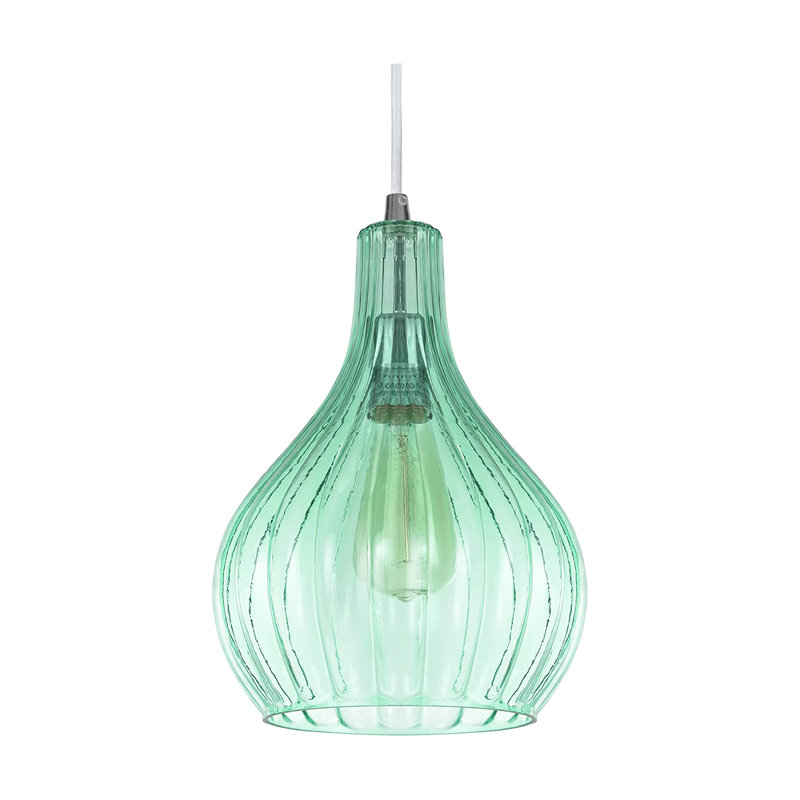 1 - Light Chrome Single Pendant, Surf Green