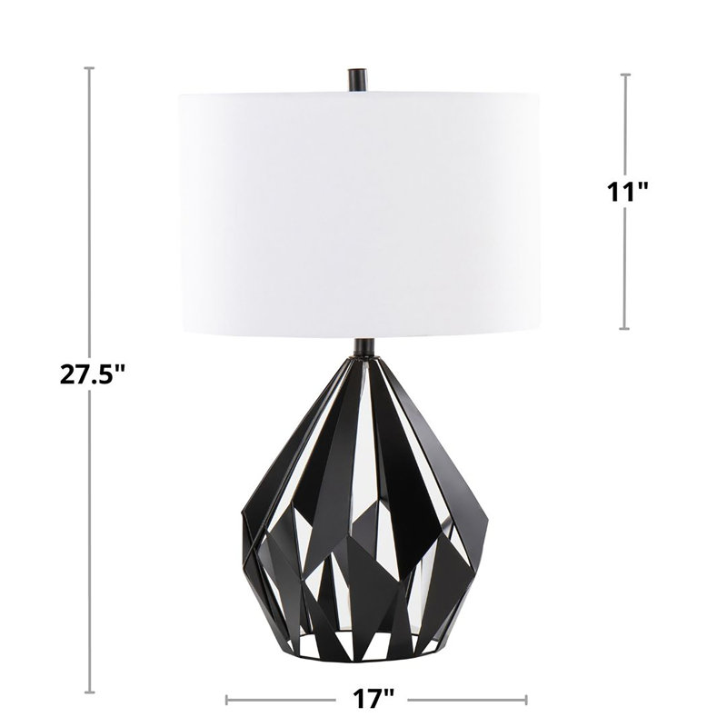 Bonique Geome Tri 28" Contemporary Metal Table Lamp in Metal with White Shade