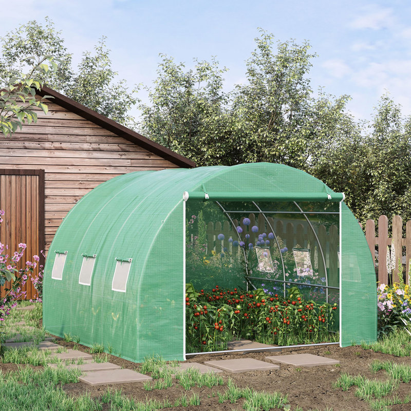 Walk-In Greenhouse 10'X10'x6.5', Steel, Cover, Zipper Door & Optimal Air Circulation Windows 10'X10'x6.5' Plant Shelter, Strong Steel Frame, Fresh