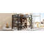 Lit mezzanine double en métal avec bureau intégré, garde-robe et tablettes