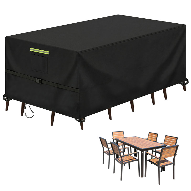600D Oxford Heavy Duty Patio Furniture Cover, Waterproof All-Weather Outdoor Cover for Sectional Sofa & Rectangular Garden Dining Table Chair Set