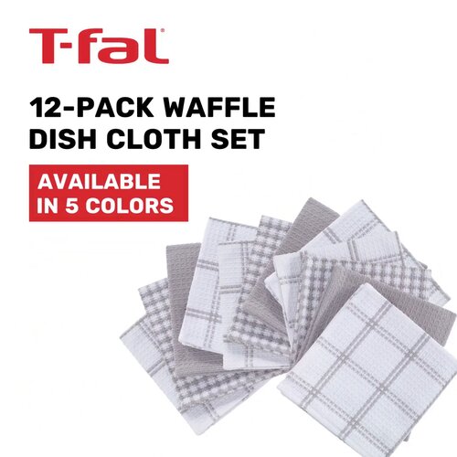 Eselect Kitchen Dish Cloths - Set of 12 Assorted Dishcloths for Washing Dishes - Absorbent Poly Cotton Waffle Weave Dish Rags, Made in USA