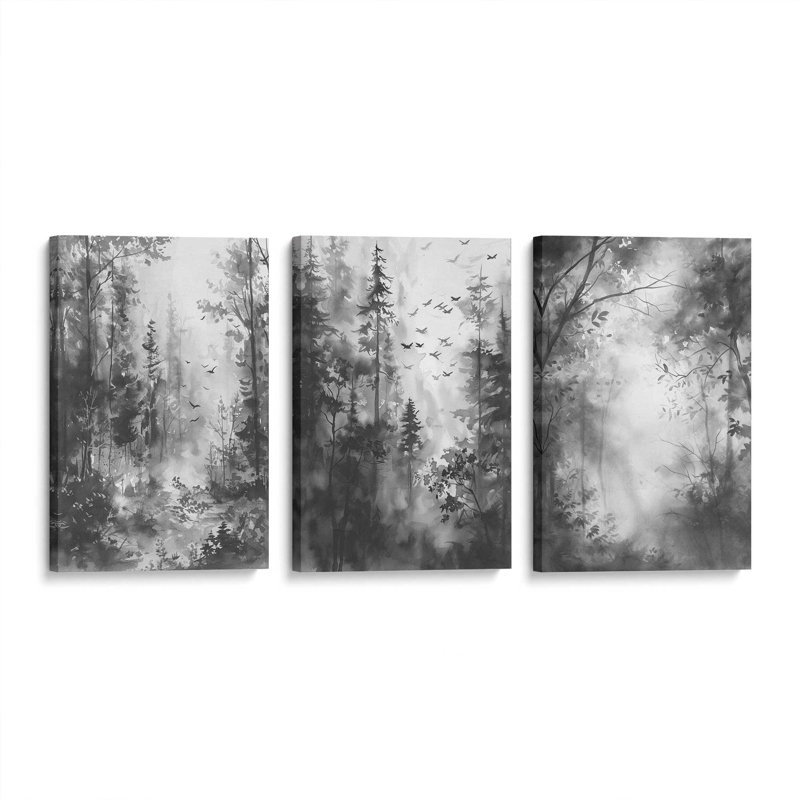 Ensemble de 3 impressions sur toile Forest Enclave, H 48 po x l 96 po x P 1,25 po, Toile tendue