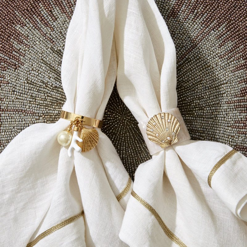 Shell Resin Napkin Rings, Pearly White