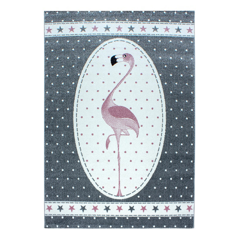 Peachey Flatweave Pink/Grey/White Rug, Rectangle 160 x 230cm