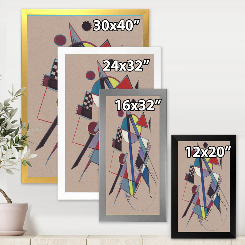Coloured Geometric Abstract Compositions III - Reproduction d'art sur toile encadrée, Encadrement argenté