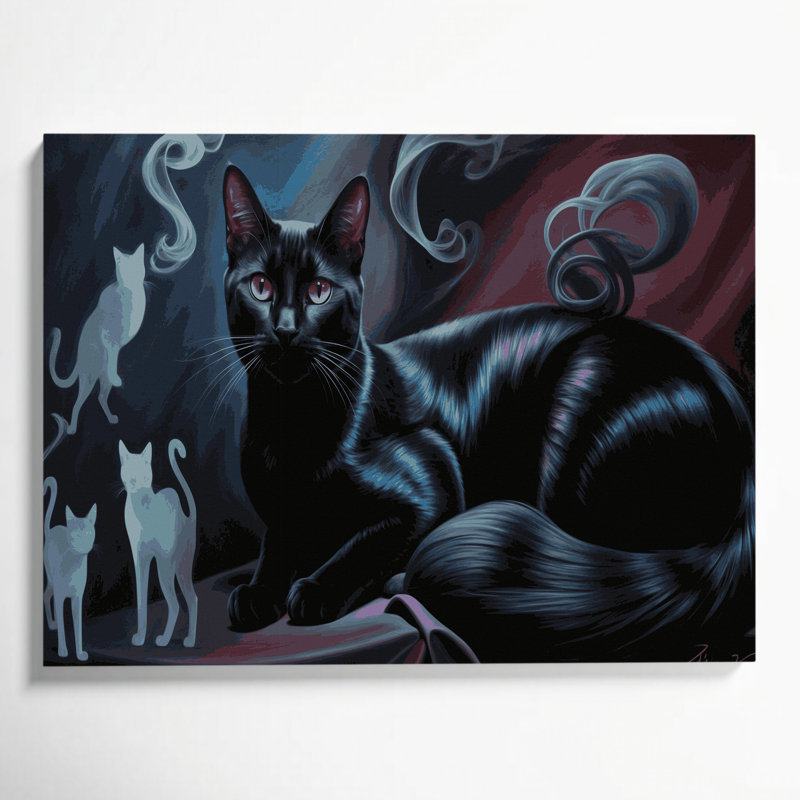 Cats Bombay, art mural sur toile grise, H 16 po x l 20 po
