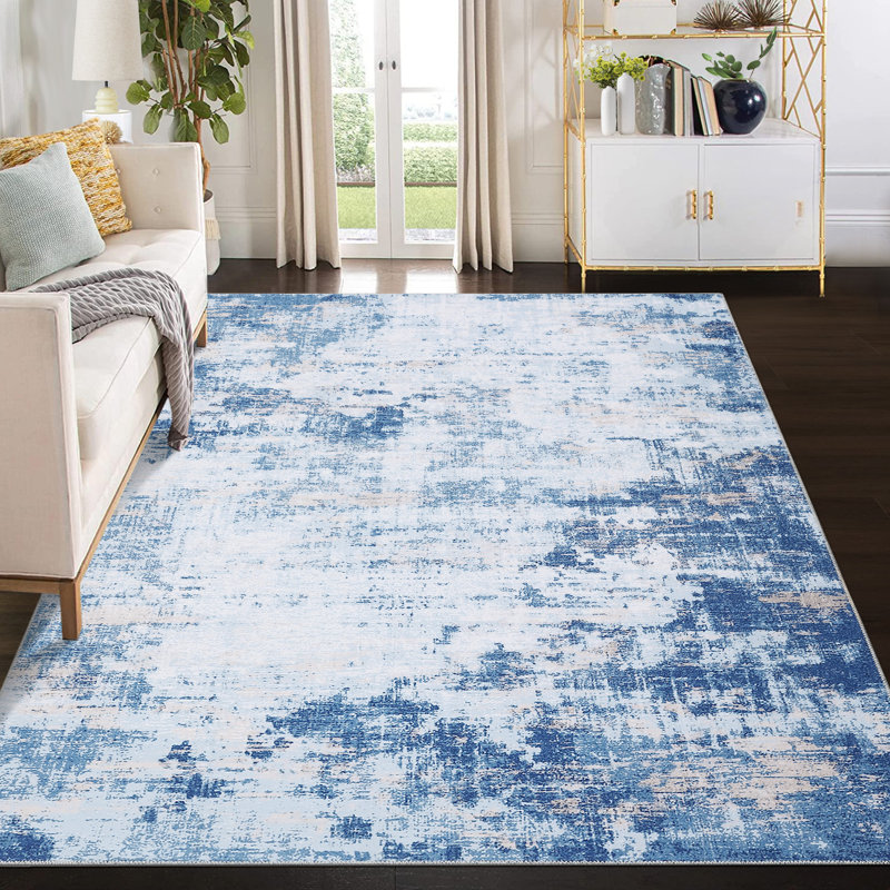 Modern Machine Washable Area Rug Abstract Non Slip Rugs for Living Room Bedrooms Foldable Rugs for Playroom Office Kitchen Rugs