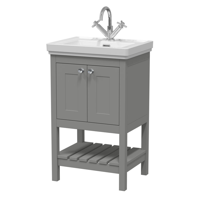 Bexley 531 mm Freestanding Single Vanity with Integrated Basin, Cool Grey
