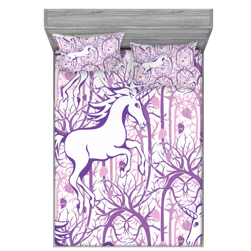 Microfiber Floral Sheet Set, Full Sheet Set with Fitted Sheet