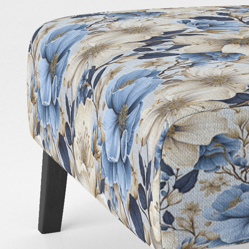 Fauteuil de chambre Blue Oasis Floral Blossoms I - rembourré Cottage