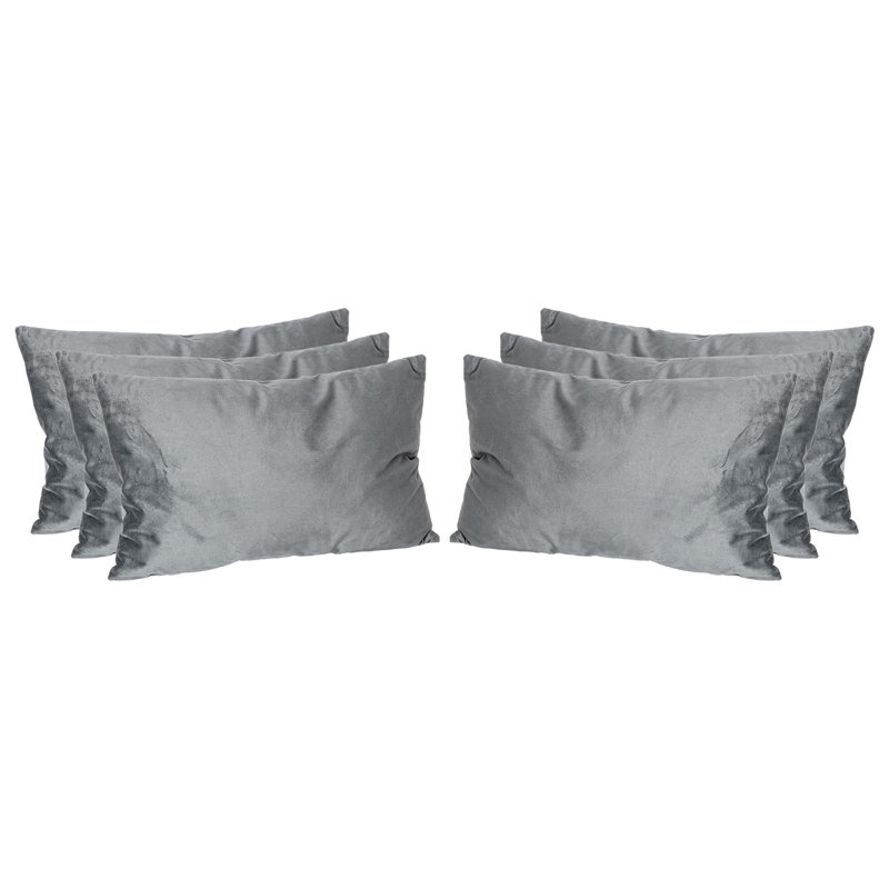 Colour Rectangular Lumbar Cushion with Filling, Grey