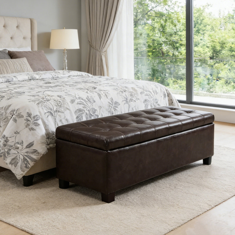 Banc de rangement rembourré 49,75 po, Brown Tufted