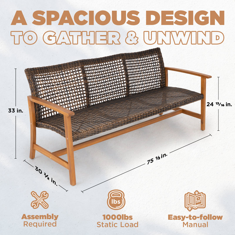 Ayanle 75'' Outdoor Patio Sofa
