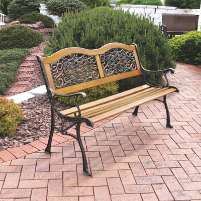 Banc de jardin en bois et en fonte 2 pièces Ivy