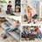 Foot Rest With Linen Upholstery, Charcoal Gray, Compact For All Home Styles, Comfortable Upholstered Gray , Ideal Living Room, Use