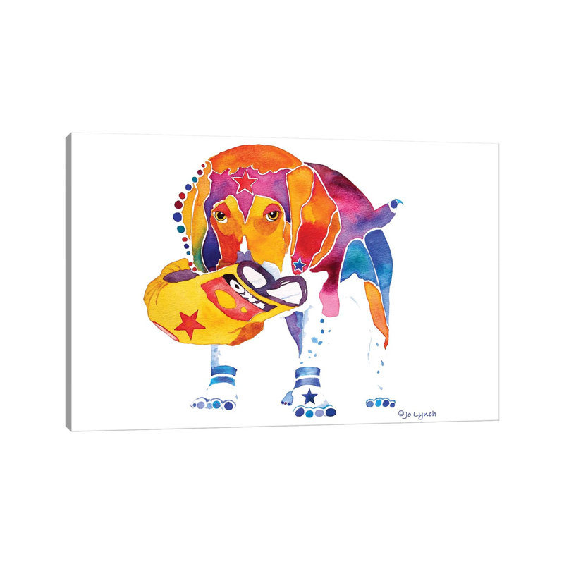 Beagle With Toy by Jo Lynch - Wrapped Canvas Gallery-Wrapped Canvas Giclée, 20.32cm H x 30.48cm W