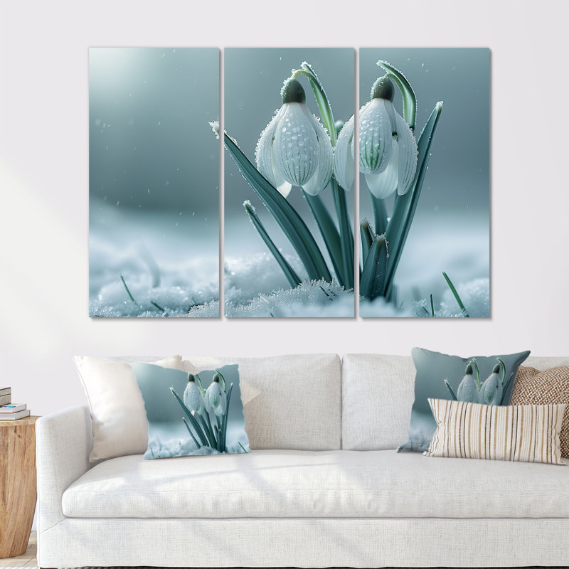 Ensemble de salon Lamberson - Snowdrops Wall Art, Toile tendue, H 40 po x l 60 po x P 1 po